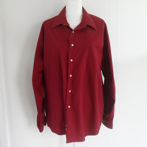 Haggar Mens XL Red Button Down Long Sleeve Shirt - Picture 6 of 7